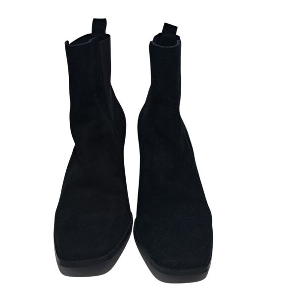 Antonio De Falia Slip On Leather Suede Goth Ankle Boots Block Heel Siz 8 Black - Picture 4 of 15